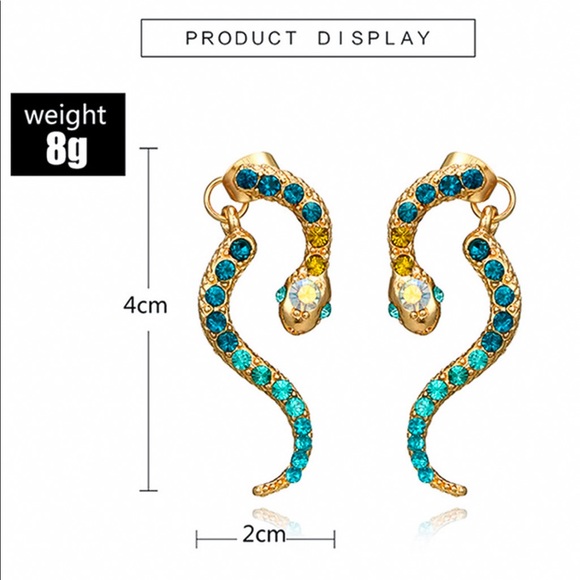 2/$20! Gold/Colored Crystal Snake Earring Jackets - Picture 8 of 9